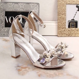 Sandalias mujer espejo con abalorios plata Sabatina B185-2 2
