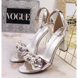 Sandalias mujer espejo con abalorios plata Sabatina B185-2 4
