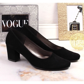 Zapatos de salón de mujer en ante negro con poste Azali 1470 2