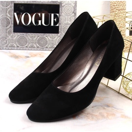 Zapatos de salón de mujer en ante negro con poste Azali 1470 3