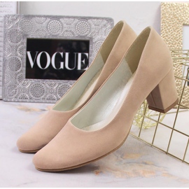 Zapatos de salón de mujer en ante beige en el puesto Azali 1470 3