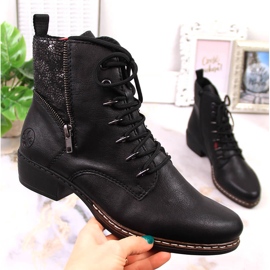 Rieker Y0800-00 cómodas botas aislantes para mujer con tacones planos negro 1
