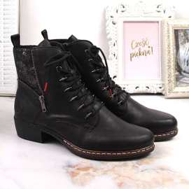 Rieker Y0800-00 cómodas botas aislantes para mujer con tacones planos negro 2