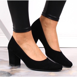 Zapatos de salón de mujer en ante negro con poste Azali 1470 6