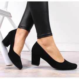 Zapatos de salón de mujer en ante negro con poste Azali 1470 4