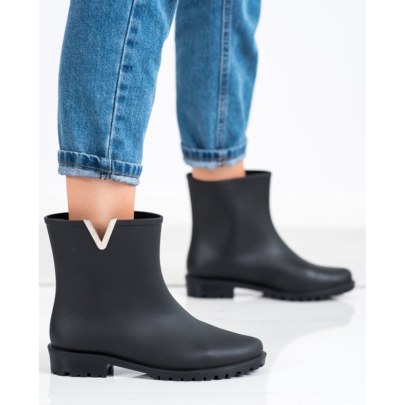 SHELOVET Botas de goma negras con estilo negro 1