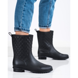 SHELOVET Botas de lluvia acolchadas de moda negro 2