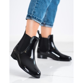 SHELOVET Botas de agua cortas brillantes negro 2