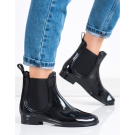 SHELOVET Botas de agua cortas brillantes negro 1