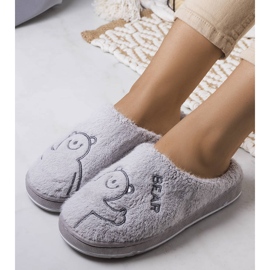 BM Pantuflas suaves Smile Bear grises 1