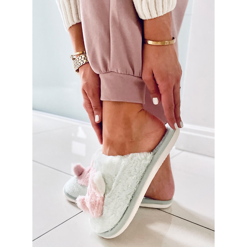 PA1 Pantuflas Mujer Menta Perla verde rosado 2