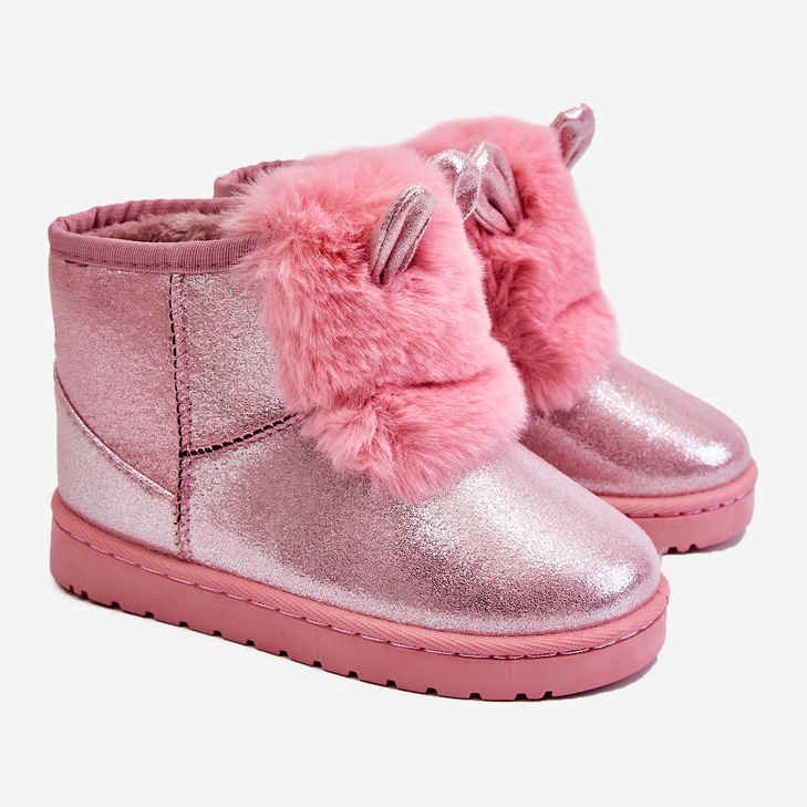 Botas De Nieve Infantiles Abrigadas De Pelo Con Orejas Rosa Betty 2