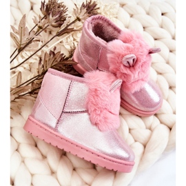 Botas De Nieve Infantiles Abrigadas De Pelo Con Orejas Rosa Betty rosado 6