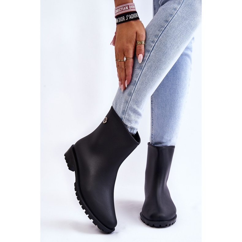 Botas de lluvia clásicas sin cordones para mujer Black Floriana negro 1