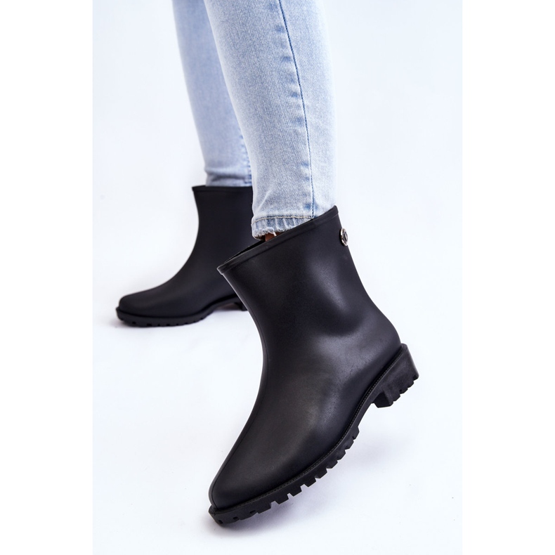 Botas de lluvia clásicas sin cordones para mujer Black Floriana negro 2