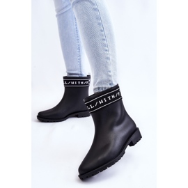 PA1 Botas De Lluvia De Tacón Plano Sin Cordones Para Mujer Coreta Negra negro 1