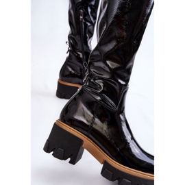PL5 Botas sobre la rodilla de mujer lacadas de moda Black Venise negro 5