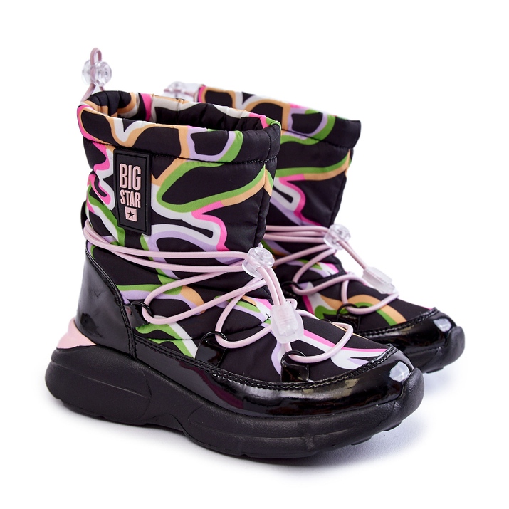 Botas de Nieve para Niños W Print Big Star KK374099 Negro-Rosa 4