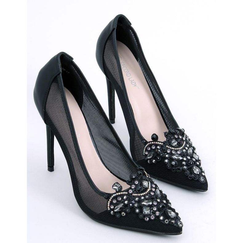 Zapatos de salón de mujer con piedras Monroe Black negro 1