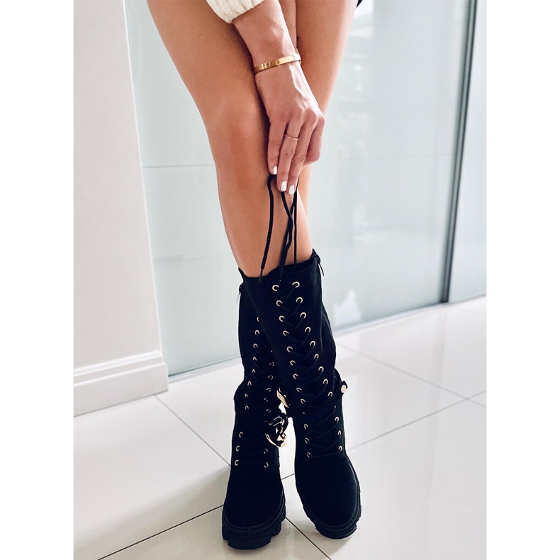 Botas con cordones de ante negro Charlize 1