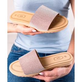 TRENDI Pantuflas con purpurina rosado plata 3