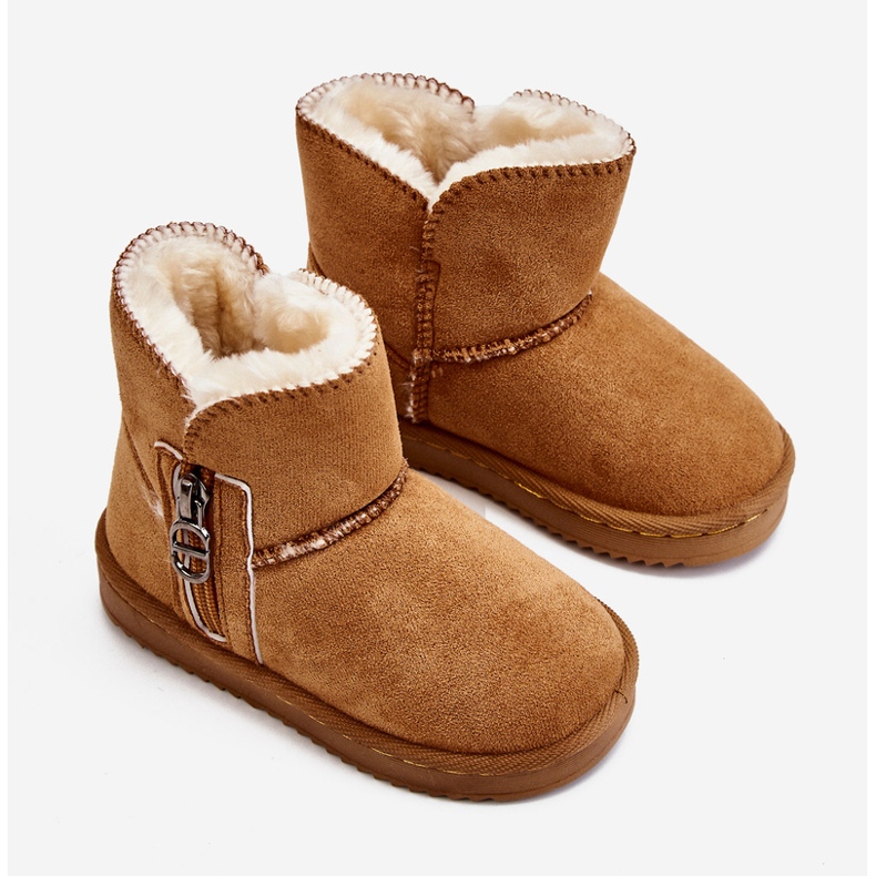 Camel Catellie Botas de nieve sin cordones para niños con aislamiento marrón 1 Camel Catellie Botas de nieve sin cordones para niños con aislamiento marrón 1