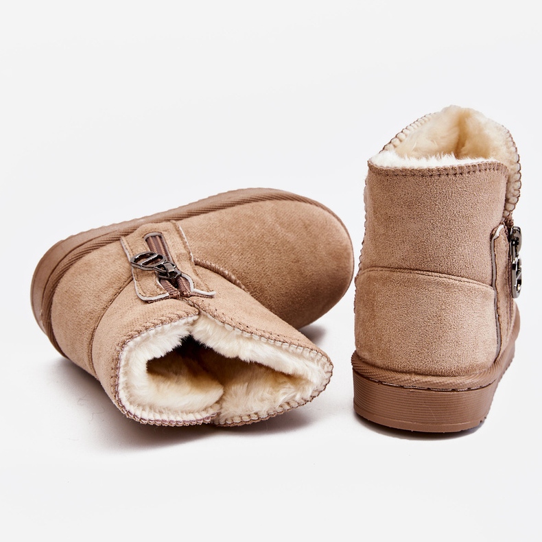 Botas De Nieve Cálidas Sin Cordones Para Niños Beige Catellie marrón 2