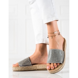 SHELOVET Babuchas con circonitas cúbicas plata gris 2