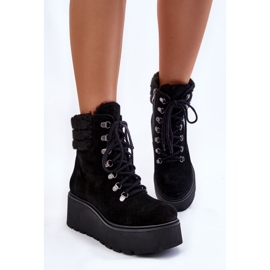 Botas Mujer Ante Cuña Negro Meniko 4