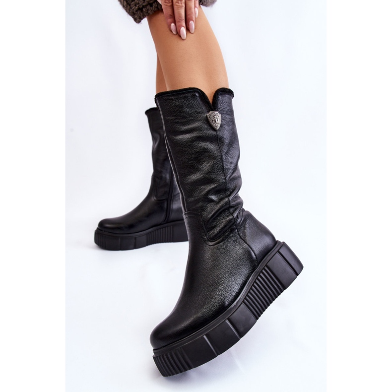 Botas Mujer Lana Piel Negro Bayla 1