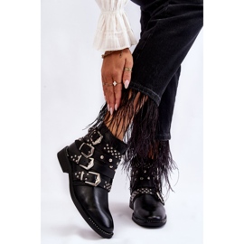 PA1 Botas De Mujer Con Rayas Y Tachuelas Negro Ramso 1