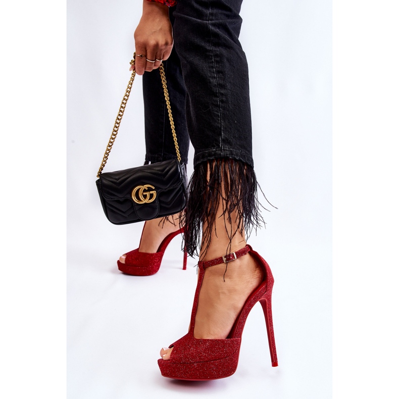 Rojo Sandalias Tacón Brillante Marisha 2