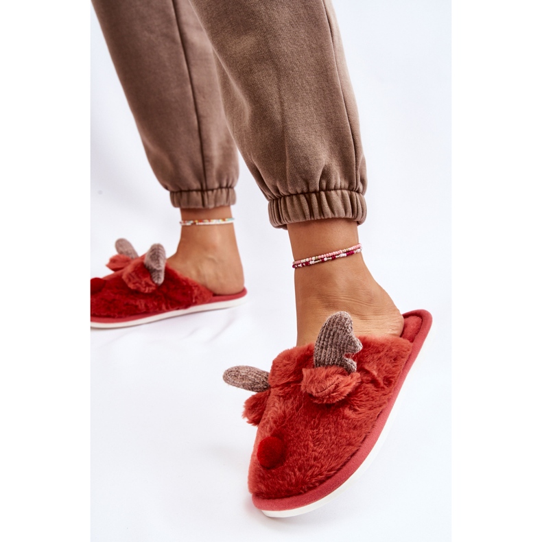 PA1 Pantuflas Mujer Con Pelo Y Reno Rojo Sopya 2 PA1 Pantuflas Mujer Con Pelo Y Reno Rojo Sopya 2