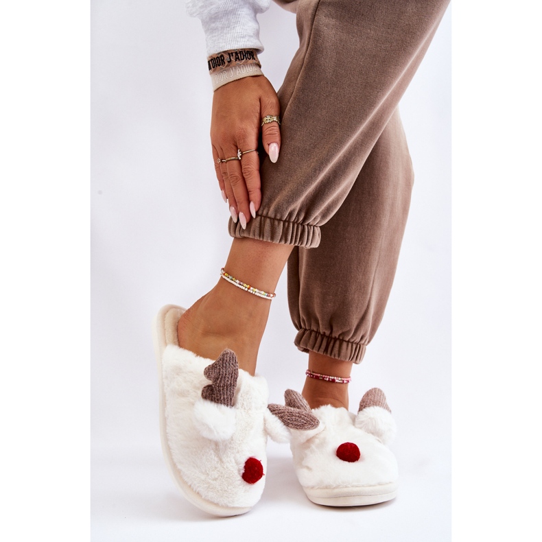 PA1 Pantuflas Mujer Con Pelo Y Reno Crema Sopya crudo 1