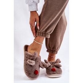 PA1 Pantuflas Mujer Con Pelo Y Reno Gris Sopya beige 1