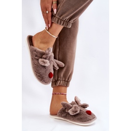 PA1 Pantuflas Mujer Con Pelo Y Reno Gris Sopya beige 3