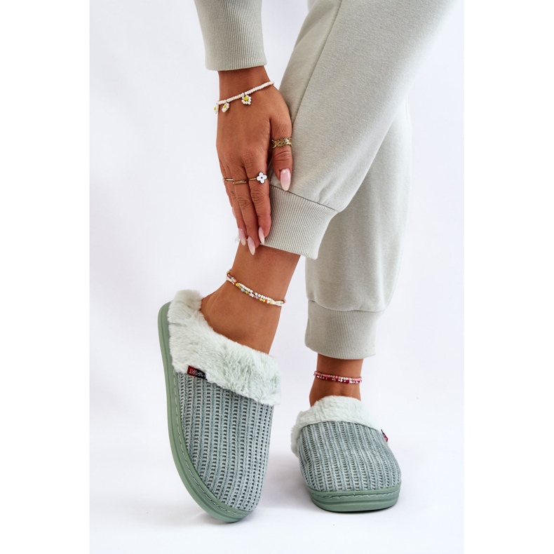 PA1 Pantuflas sin cordones con aislamiento para mujer con piel verde Leriss 1
