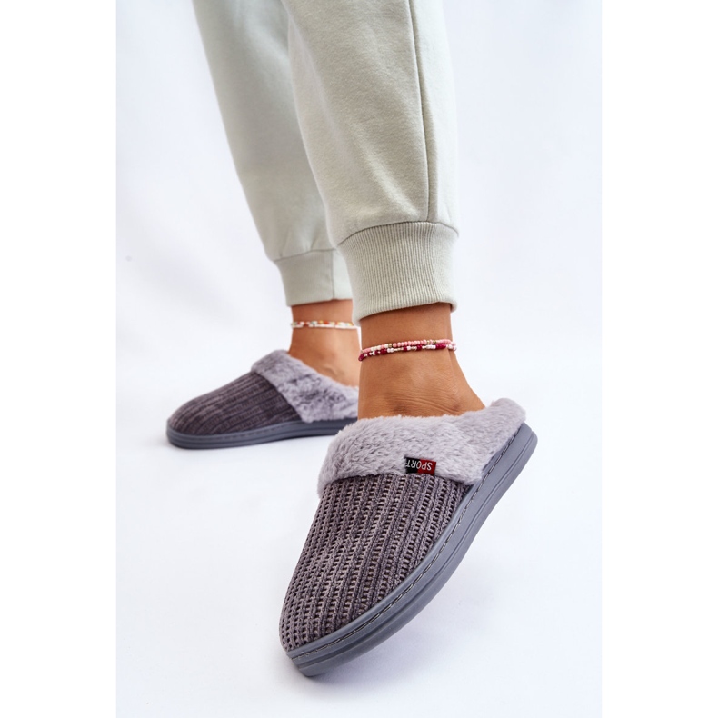 Pantuflas sin cordones con aislamiento para mujer con piel Grey Leriss gris 2