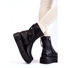PL5 Botas De Mujer De Cuero En La Plataforma Negra negro 3