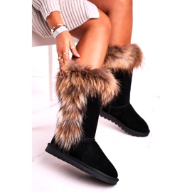 Botas de nieve para mujeres aisladas con piel de piel negra de piel de piel negro 1