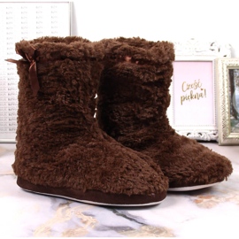 BM Pantuflas altas de piel calentadas para mujer marrón Stella 2