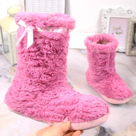 BM Pantuflas altas de piel calentita para mujer rosa Stella 1