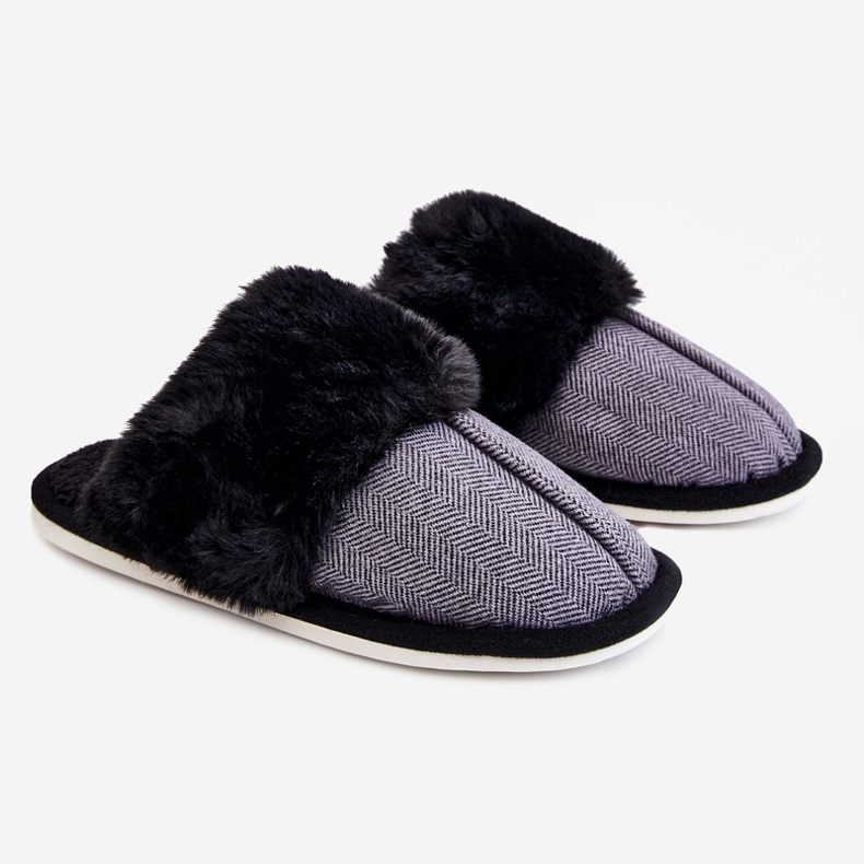 BM Pantuflas Calientas Hombre Negras Marcus negro gris 1