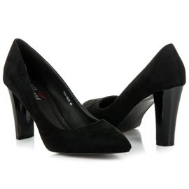 Yes Mile Zapatos De Salón De Ante Con Poste Lacado negro 5