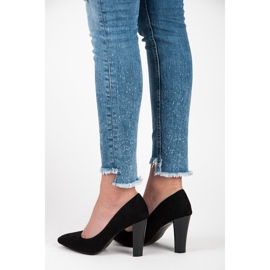 Yes Mile Zapatos De Salón De Ante Con Poste Lacado negro 2
