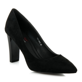 Yes Mile Zapatos De Salón De Ante Con Poste Lacado negro 3