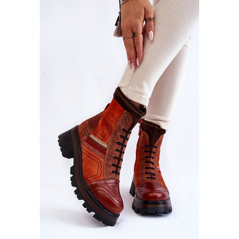 Botas Mujer Piel Tacón Plano Maciejka 05624-08 Naranja-Marrón 1