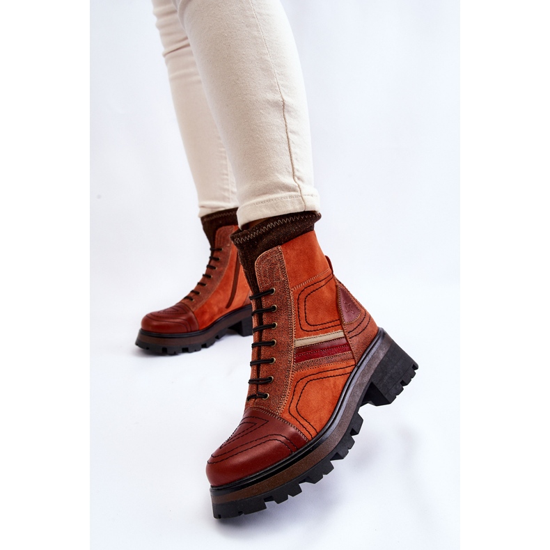 Botas Mujer Piel Tacón Plano Maciejka 05624-08 Naranja-Marrón 2
