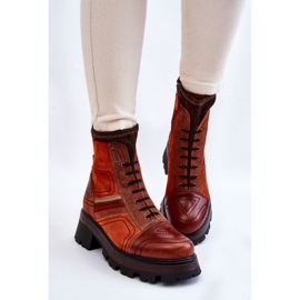 Botas Mujer Piel Tacón Plano Maciejka 05624-08 Naranja-Marrón 3