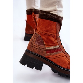 Botas Mujer Piel Tacón Plano Maciejka 05624-08 Naranja-Marrón 4